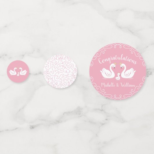 Vintage Schwan-Babydusche Konfetti (Rückseiten)