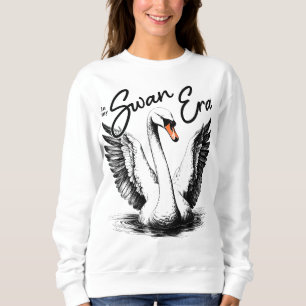 Vintage-Schwan-Epoche Schwarz Druck Sweatshirt