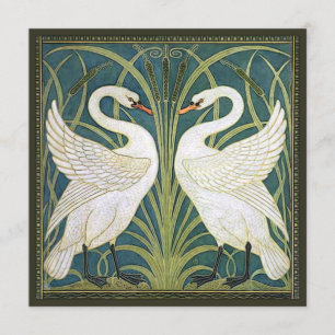 Vintage-Schwan-Hochzeitseinladung im Quadrat-Forma Einladung
