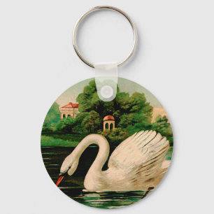 Vintage Schwan im See Schlüsselanhänger