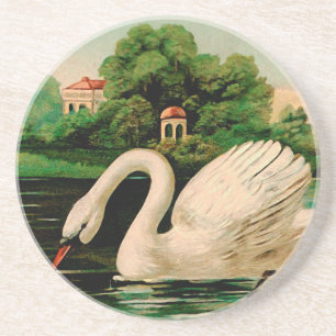Vintage Schwan im See Untersetzer