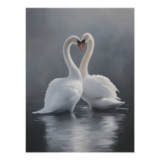 Vintage-Schwan-Kunstposter Poster (Vorderseite)