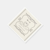 Vintage-Schwan-Striche Monogramm Anfangsbuchstaben Serviette (Ecke)