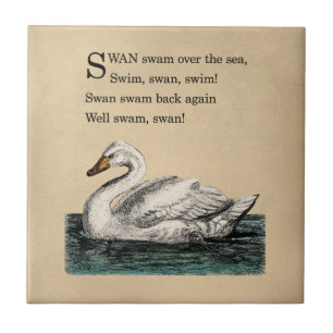 Vintage-Schwan-Zungenbrecher Fliese