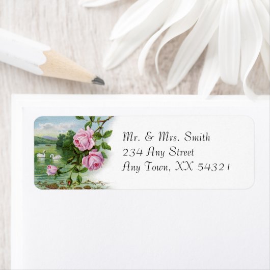 Vintage Schwäne und Rose (Insitu)