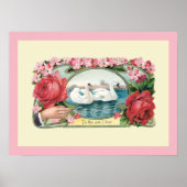 Vintage Schwäne und Rose Art Poster (Vorne)