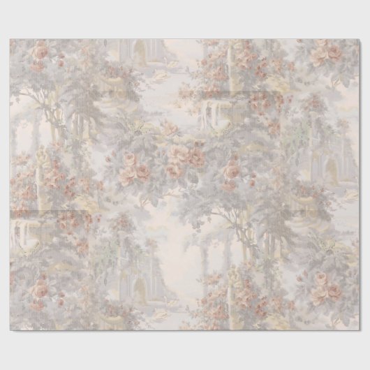 Vintage Schwäne unter Ruinen-Muster Geschenkpapier (Flach)