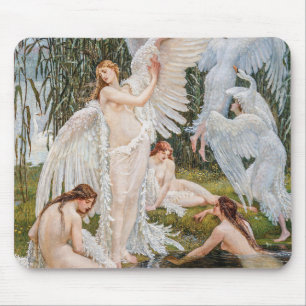 Vintage-Schwanmädchen von W. Crane Mousepad