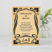 Vintage Schwarz Art Déco Hochzeit Einladung (Stehend Vorderseite)