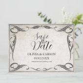 Vintage Schwarz-Art-Deco-Hochzeit speichern Sie da (Stehend Vorderseite)