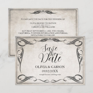 Vintage Schwarz-Art-Deco-Hochzeit speichern Sie da