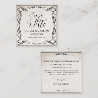 Vintage Schwarz-Art-Deco-Hochzeit speichern Sie da Mitteilungskarte