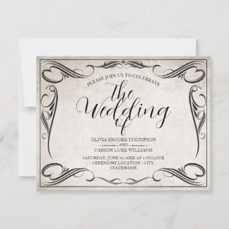 Vintage Schwarz Art Deco Hochzeitsankündigung