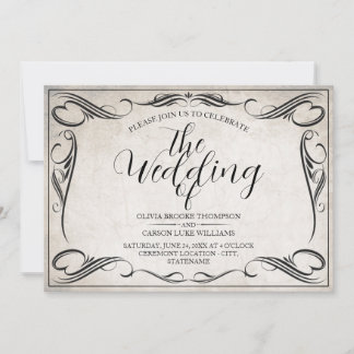 Vintage Schwarz Art Deco Hochzeitsankündigung