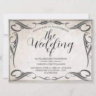 Vintage Schwarz Art Deco Hochzeitsankündigung