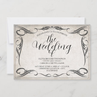 Vintage Schwarz Art Deco Hochzeitsankündigung