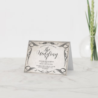 Vintage Schwarz Art Deco Hochzeitsankündigung Karte