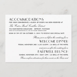 Vintage Schwarz Art Deco Hochzeitsinformationen Begleitkarte