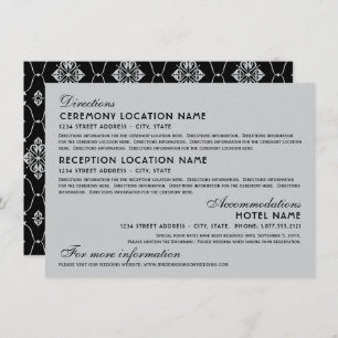 Vintage Schwarz Art Deco Hochzeitsinformationen Begleitkarte