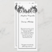 Vintage Schwarz-Flora-Wirbel Hochzeitsfeiern Einladung (Vorne/Hinten)