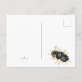 Vintage Schwarz-Gold-Blumenhochzeit retten Datum Ankündigungspostkarte (Rückseite)