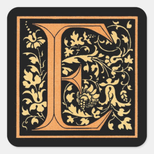 Vintage Schwarz & Gold Buchstabe 'E' - Aufkleber