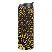 Vintage Schwarz-Gold-Ethno-Blumenmuster Thermosbecher (Nach links gedreht)