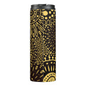 Vintage Schwarz-Gold-Ethno-Blumenmuster Thermosbecher (Rückseite)
