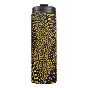 Vintage Schwarz-Gold-Ethno-Blumenmuster Thermosbecher