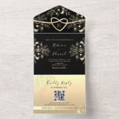 Vintage Schwarz-Gold-Hochzeit All In One Einladung (Innen Boden)