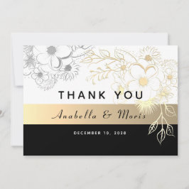 Vintage Schwarz-Gold-Hochzeit Dankeskarte