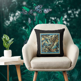 Vintage Schwarz-Gold-Schmetterlingskollektion Kissen