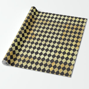Vintage schwarz-goldenes Harlekin-Muster  Geschenkpapier