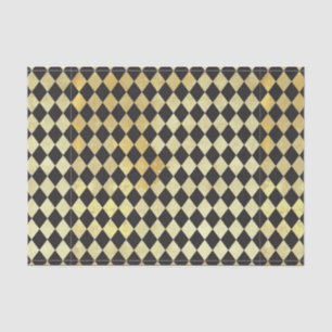 Vintage schwarz-goldenes Harlekin-Muster  Seidenpapier