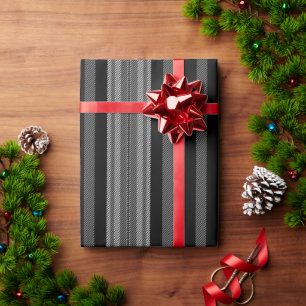 Vintage schwarz grau weiß grafisches Streifenmuste Geschenkpapier