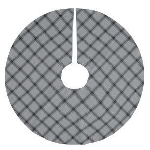 Vintage schwarz grau weiß kariertes diagonales Mus Polyester Weihnachtsbaumdecke