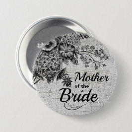 Vintage Schwarz/Graue Blume Mutter des Bride-Butto Button