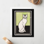 Vintage Schwarz-Grün-Farbkatze Mitteilungskarte (Vorderseite/Rückseite Beispiel)
