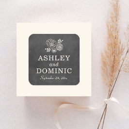 Vintage Schwarz-Halbpension-Monogramm Quadratischer Aufkleber