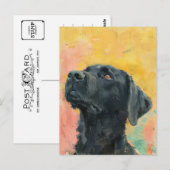 Vintage Schwarz-Labrador-Ölgemälde Postkarte (Vorne/Hinten)
