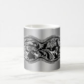 Vintage, schwarz-metallische Silberblumen-Damasken Kaffeetasse (Mittel)