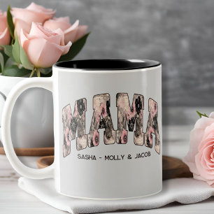 Vintage Schwarz/Rosa Blumen-Spitze Varsity Style M Zweifarbige Tasse