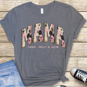 Vintage Schwarz/Rosa Blumenlatte Varsity Style Mam Tri-Blend Shirt