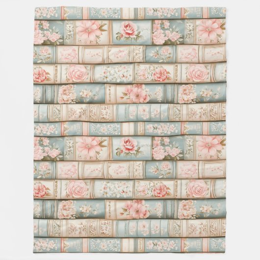 Vintage schwarz-rosa Buchstapel Fleecedecke (Vorderseite)