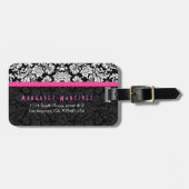 Vintage, schwarz-rosa Damaskus Gepäckanhänger (Vorderseite horizontal)