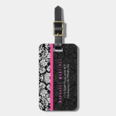 Vintage, schwarz-rosa Damaskus Gepäckanhänger (Vorderseite vertikal)