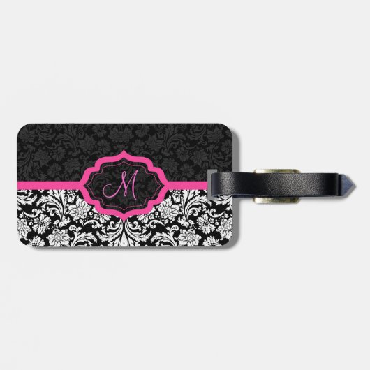 Vintage, schwarz-rosa Damaskus Gepäckanhänger (Rückseite horizontal)