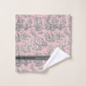 Vintage schwarz-rosa-Toile Badhandtuch Set (Waschlappen)