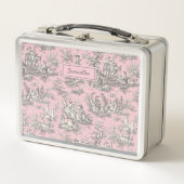 Vintage schwarz-rosa-Toile Metall Brotdose (Vorderseite)