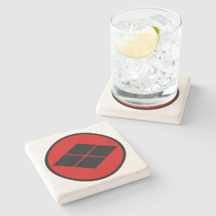 Vintage Schwarz Rot Takeda Japan Mon Oriental Art Steinuntersetzer